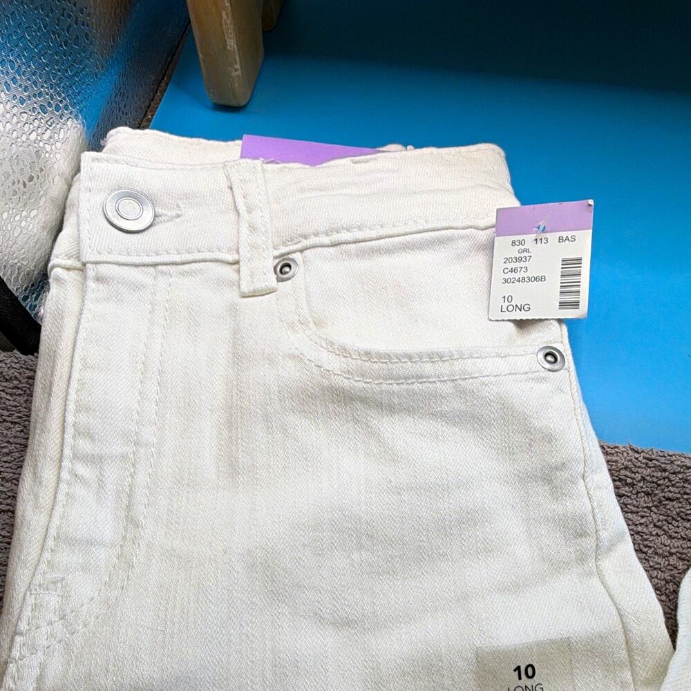 Girls White High Rise Skinny Jeans Size 10 Stretch‎ Denim Light Wash 5-Pocket #3